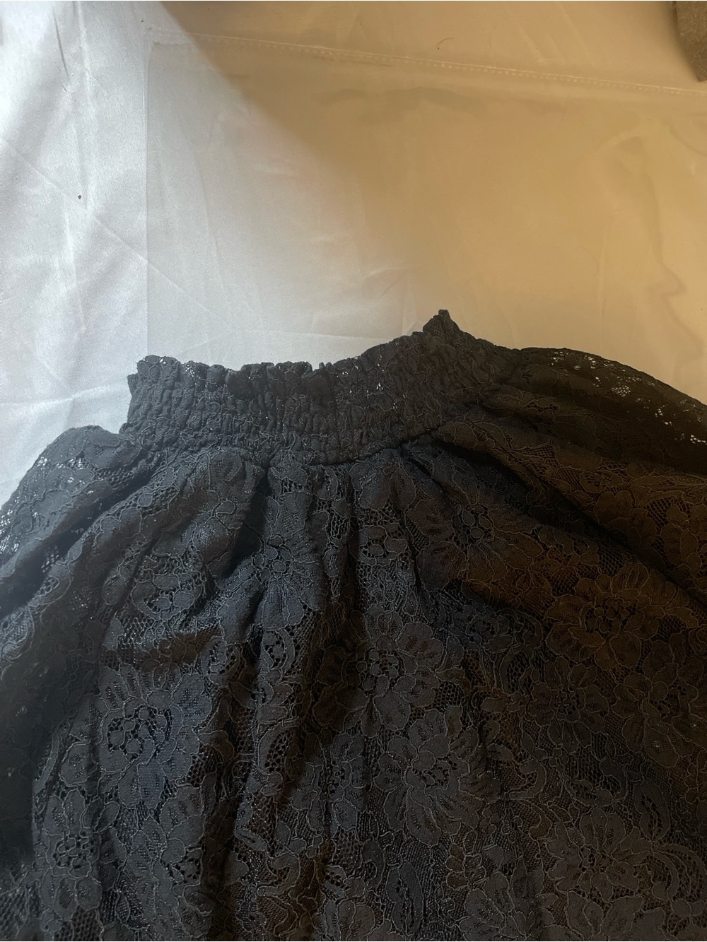 Black Lace Off Shoulder Blouse Boho Sheer Floral Long Sleeve Keyhole Back Top - Picture 13 of 13